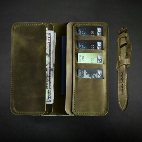 Mobile phone wallet and watch strap