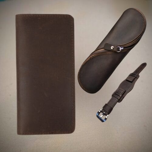 Mobile phone wallet glasses pouch and watch strap