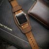 Leather watch cuff strap